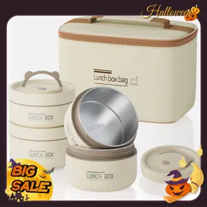 Portable Stackable Insulated Food Container Set (3 or 4 Pieces) - Lunch Boxes with Insulated Bag for Outdoor Adventures