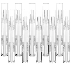 5 pack 5ml Transparent Twist Pen for Cuticle Oil Applicator, Empty Nail Oil Pen with Brush Tip, Eyelash Growth Liquid Tube, Cosmetic Lip Gloss Container (5x) springtok