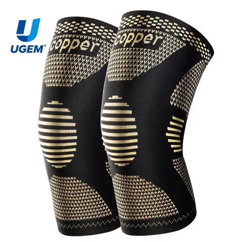 UGEM Unisex Copper-Infused Fabric Knee Supporter 2-Pack for Adults, Dual-Use Athletic Compression Sleeve for Sports & Daily Support
