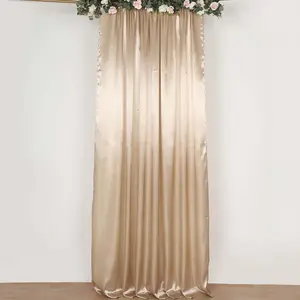 8ftx10ft Nude Satin Event Curtain Drapes, Backdrop Event Panel
