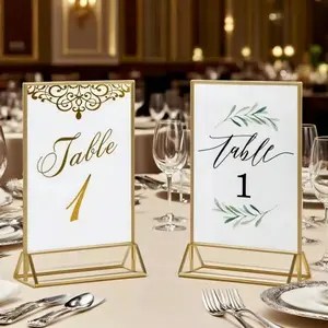 6-Piece Acrylic Material Sign Holders 4x6 5x7 Inches, Dual-Sided Desk Frames, Border, Perfect for Weddings, Parties, Special Events, Acrylic Signage Plaque