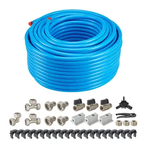 【Summervibes】VEVOR Air Compressor Line Kit, 300FT x 3/4", HDPE-Aluminum Compressed Air Piping System, Leak-Proof, Pressure-Resistant & Easy-to-Install, Compressed Air Line Tubing Kit for Garages Workshops, Blue