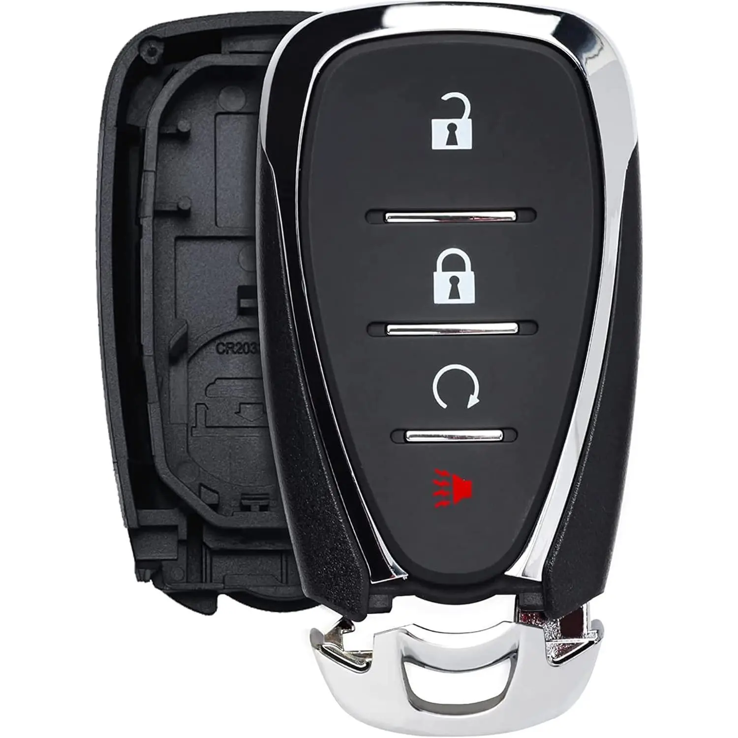 Fob Shell with Battery for Chevrolet 2016-2024, 4-Button Smart Case Cover Replacement for Chevy 2016-2024 HYQ4AA HYQ4EA HYQ4AS HYQ4ES