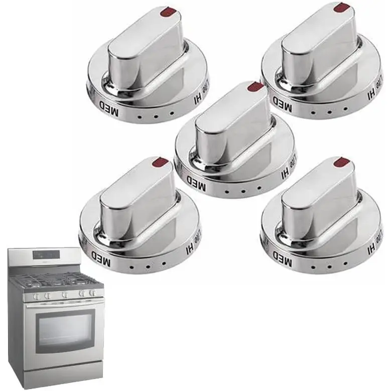 Upgrade DG64-00472A Stove Knob Replacement for  Range Knob DG64-00473A,DG64-00347A, Gas Oven Stove Knobs for  FX510BGS FX710BGS NX58F5500SS, etc.-Improved Heat&Wear Resistance,5 Pack