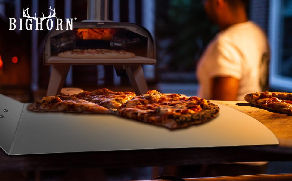 BIG HORN Pizza Peel with Rubber Handle - Large Premium Pizza Paddle & Spatula