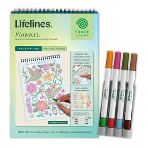 Lifelines FlowArt | Trace-By-Line Woodland Whimsy Themed Drawing Book