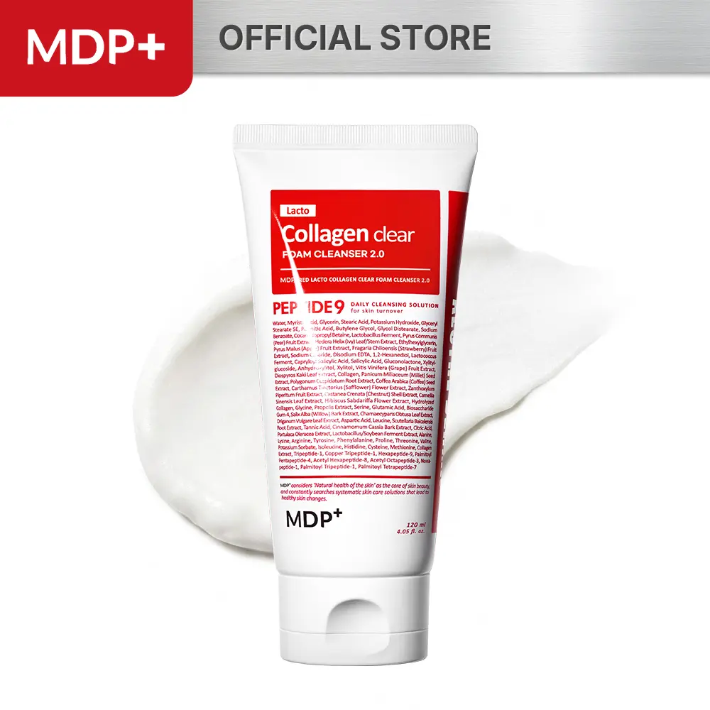[MDP+ Official] Red Lacto Collagen Clear Foam Cleanser 2.0, 4.05 fl oz/120mL, Lactobacillus Ferment, T-Collagen Complex, AHA, Peptide 9, Deep Cleansing, Korean Skincare