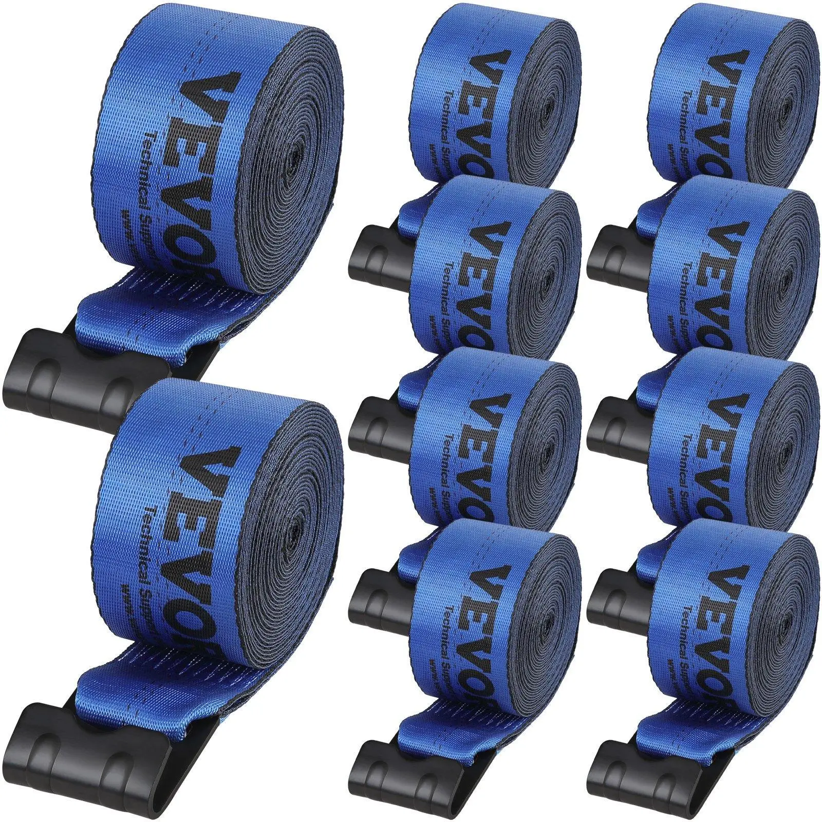 【summerfinds】【Spotlight Day】VEVOR Heavy Duty Winch Straps, 10 Pack 4"x30' Truck Accessories, 6000 lbs Load Capacity, 18000 lbs Breaking Strength, Flat Hook Flatbed Tie Downs for Trailers, Farms