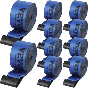 VEVOR Winch Straps, TikTokShopBlackFriday, 10 Pack 4" x 30', 6000 lbs Load Capacity, 18000 lbs Breaking Strength, Truck Straps with Flat Hook, Flatbed Tie Downs Cargo Control for Trailers, Farms, Rescues, Tree Saver