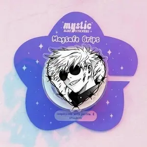 Magnetic Phone Grip Gojo Satoru Sunglasses, Kindle Holder Magsafe Compatible, Cool Edgy Anime Aesthetic Print, Removable Strong Magnet Gift for Anime Lovers.