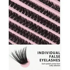 200pcs DIY Lash Extension Kit - D Curl Cluster Lashes with Applicator Tools, Natural Volume Salon Effect At-Home Use