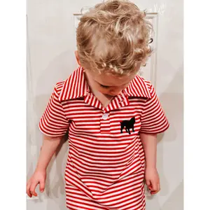 Red Striped Black Bulldog Polo