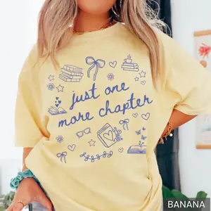 Just One More Chapter Shirt, Comfort Colors Bookish Merch Book Lover Shirt, Bookish Girly, Reading Shirt Reader