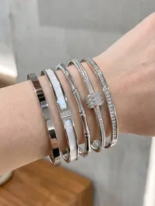 Elegant Rhinestone-Decorated Bangle, Trendy Stackable Bangle, Fashion Jewelry for Women and Men, Perfect for Parties and Daily Wear, Versatile All-Match Jewelry Birthday Gift, Mix Bracelets