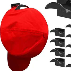 10 PCS Adhesive Hat Hooks – No-Drill Strong Hold Wall Hangers for Baseball Caps, Minimalist Hat Rack for Closet, Door, or Bedroom