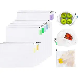 Reusable Cotton Drawstring Bags Fabric Storage Bag for Sundries Fruit Vegetable Kitchen Produce Bags Drawstring Gift Bag