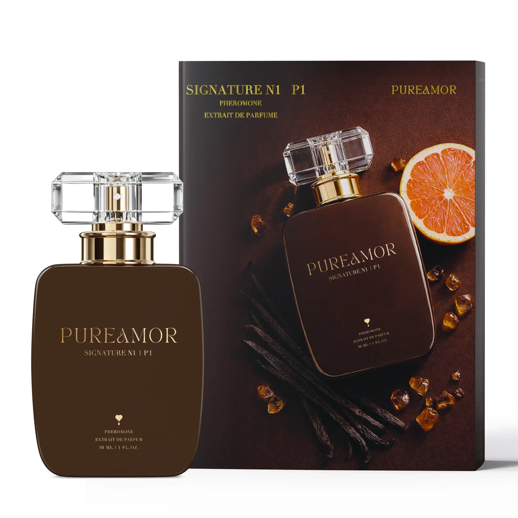Pureamor Signature N1-P1 Pheromone Natural Spray Extrait de Parfum for Women, 30ml/1oz 30 ml Perfume, Fruity Floral Citrus Mandarin Women's Fragrance with Vanilla, Jasmine, Sandalwood, Long-Lasting Luxury Daily Wear for Office & Casual, Single Item, Vanil