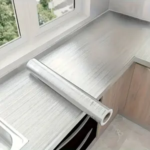 Silver Color Metallic Film Sticker, Self-Adhesive Waterproof PVC Wallpaper Roll, Kitchen Cabinet Renovation, Bathroom Decor, DIY Wall Art