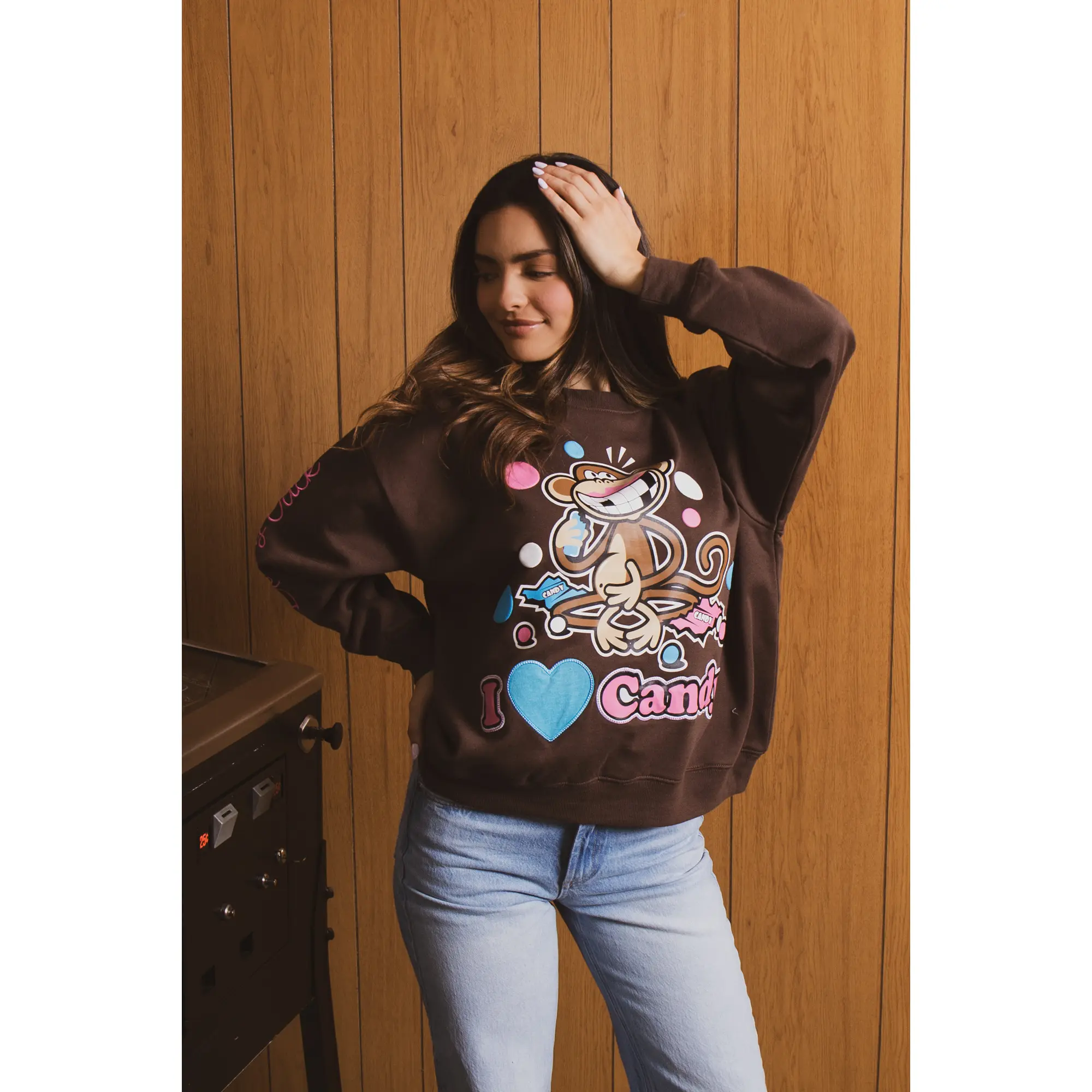 I Love Candy - Bobby Jack Oversized Premium Sweatshirt - Brown