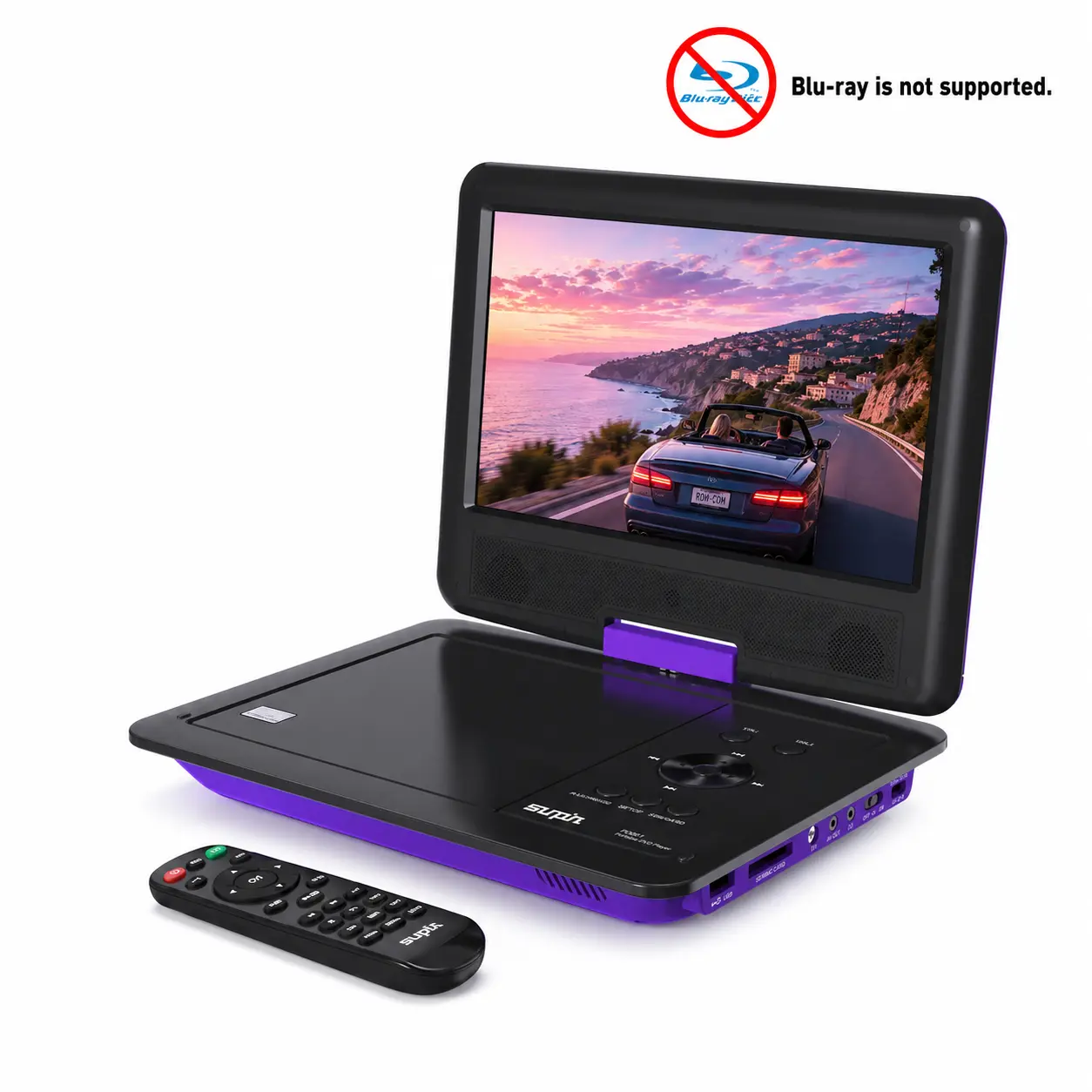 [SUNPIN]   11.5“ Portable DVD Player, 9.5” Swivel Backlit LCD Display, Anti-Skip, 5-Hour Battery, Remote Contrl, Dual Earphone Jacks, Stereo Audio System, Retro CD Player for Car, Kids, Home