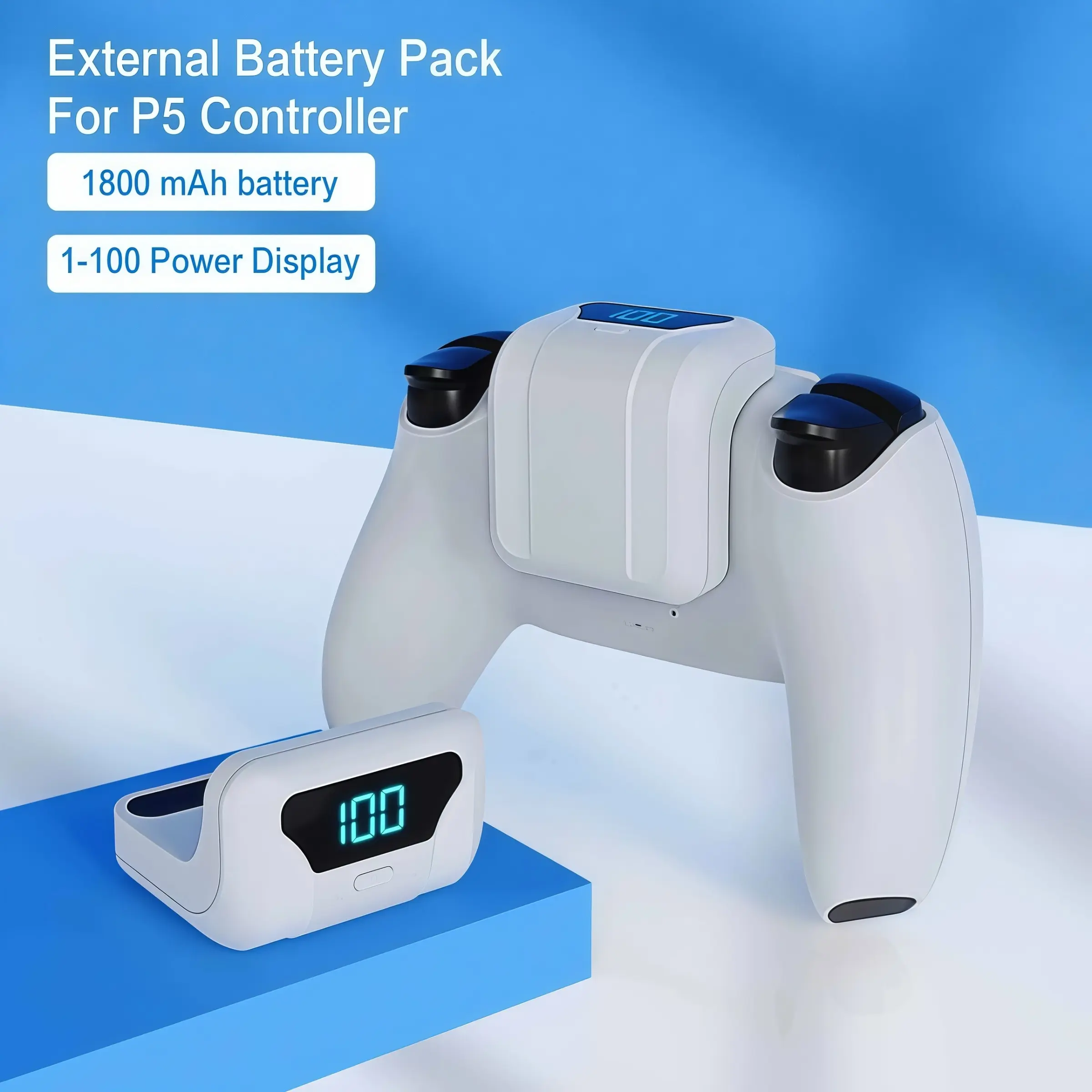 Upgrade 1800mAh Controller Rechargeable Battery for PS5, Game Controller Charger with Durable Back Clip Design, Essential Charging Accessory, Console Accessories, Gamepad, Gaming Console Accessories