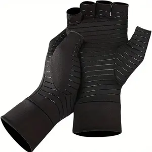 Fingerless Copper Compression Arthritis Gloves for Men Women, Copper Infused Pain Relief for Carpal Tunnel Syndrome, Breathable High Elastic Gloves for Typing, Gaming, Working, Fitness, Hand Rehabilitation, Daily Commute & Daily Use