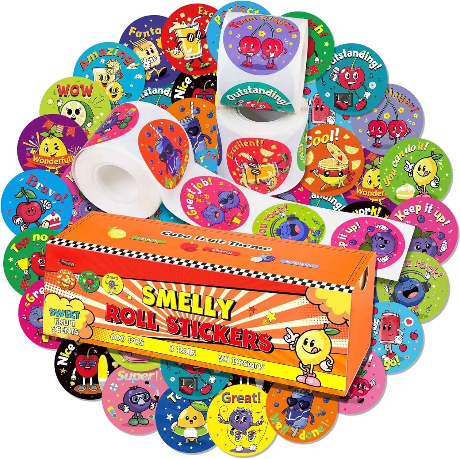 3 Rolls Scratch and Sniff Scented Stickers for , 600 count Smelly Motivational  School Stickers, Scented Encouragement Classroom Sticker for Teachers, Students(1.57")
