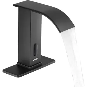 VEVOR Touchless Bathroom Sink Faucet, Automatic Motion Sensor Restroom Toilet Faucet with Hole Cover Plate, Battery Operated, Hot/Cold Water for 9/16 in Pipe Commercial Lavatory, Chrome Plated SilverVEVOR Super Brand Day