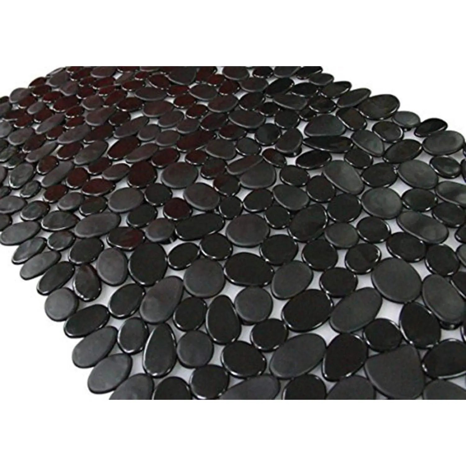 SONGZIMING Synthetic Non-Slip Suction Nail-Free Washable Bathtub Mat, Black, 16W x 35L in, Waterproof Shower Mat with Drain Holes & 200 Suction Cups (For Smooth-Non-Textured Tubs Only), Washable Bath Mats