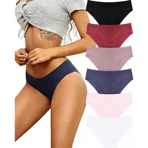 Womens Underwear Cotton Hipster Panties Breathable Sexy Cheeky Stretch Soft Ladies Bikini Underwear 6 Pack S-XXL