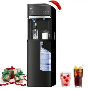 IKT 4 in 1 Self Clean Water Dispenser Cooler with Ice Maker for 5 Gallon Bottle Bottom Loading 22lbs Daily Capacity Empty Bottle Alert Black