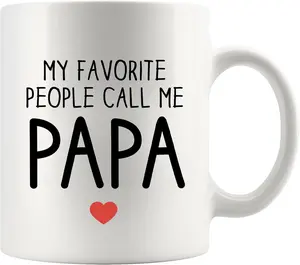 My Favorite People Call Me Papa Coffee Mug Father's Day Funny Gift to Daddy from Daughter Son Grandpa Mug Gifts from Granddaughter Grandson Ceramic Cup Novelty Drinkware 11oz White (11 oz)