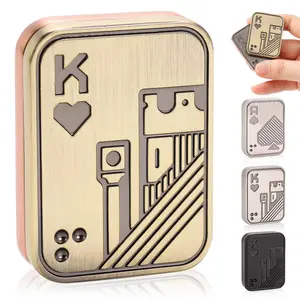 Fidget Slider,Metal Poker Push Card Clicker Fidget Toys For Adults Relieve Stress Anxiety ADHD Desk Toy Gift For Boyfriend Husband Father Men