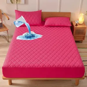 2pcs/3pcs Waterproof Mattress Protector Set, Elastic Fit Sheet, Diamond Pattern Design, Polyester & PU Material, Noise-Free, Waterproof Mattress Cover