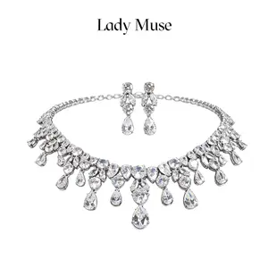 Princess lab-created diamond set, 925 silver# luxurious and gorgeous design/full of details, fully set with gemstones