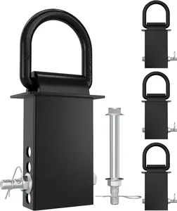 RETRUE 4PCS Galvanized Steel Trailer Stake Pocket D-Rings - 18000lbs Capacity, Security Bolt Nut, Removable Pins, Heavy-Duty Tie-Down Anchors, Truck Accessories for Flatbed Trucks, Utility Trailers, Black