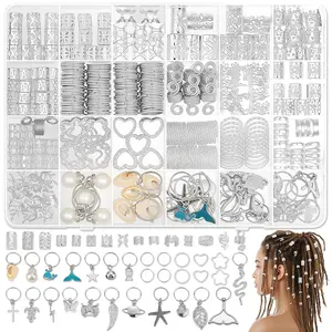 323 Pcs Silver Hair Jewelry for Braids, Dreadlocks, Twists and Locs, Adjustable Cuffs Rings and Charms Beads Accessories for Women Men, Perfect for Parties, Weddings, Festivals and Daily Wear