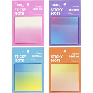 Gradient Transparent Sticky Notes, 8x8 cm See Through Notes for Annotating Bible Journaling Office Supplies, 50 Sheets/Pad, 4 Pads