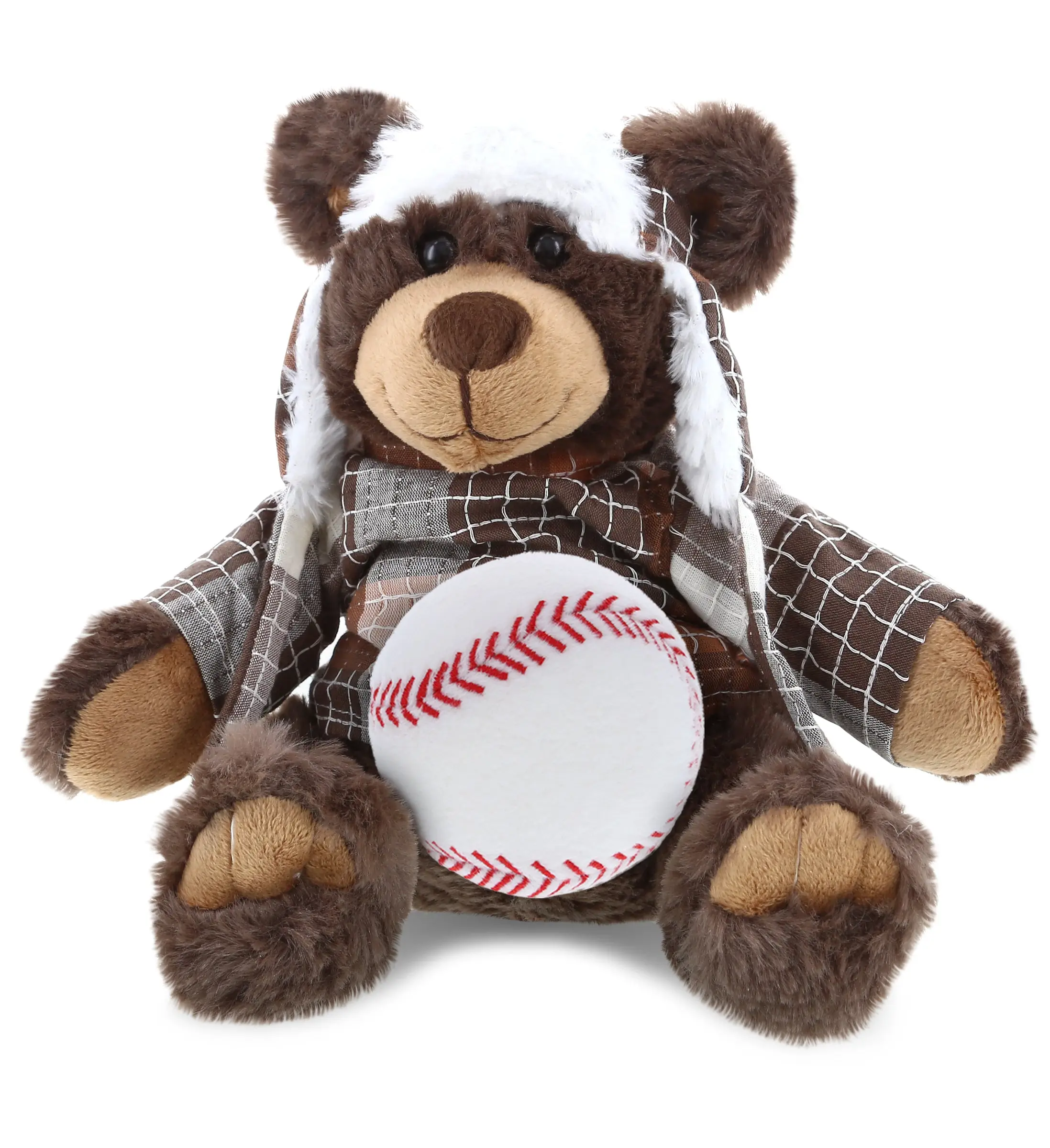 DOLLIBU Plush Baseball Stuffed Toy - 11in Machine-Sewn Super Soft Brown Polyester Sports Toy with Removable Clothes, Hand Wash-Dry Safe, Ideal Birthday Gift for Baseball Lovers, Animals & Nature Decor