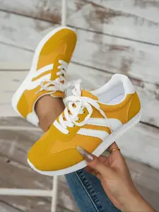Women's Fashion Patchwork Casual Sneakers, Trendy Walking Sneaker, Stylish Thick Sole Comfortable Jogging Shoes, Daily Wear Easy to Walk Sports Footwear, Fashionable Casual Sneakers, Thick Soled Sneakers, Sporty Low Top
