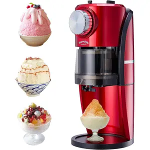 Shaved Ice Machine - Snow Cone Machine for Homemade Shaved Ice, Snow Cones, Slushie Ice  With Stainless Steel  Adjustment Knob, 2  Ice Mold Cup for snowflakes - Retro Red