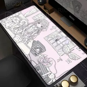 Angel Pink Mouse Pad Anime Pink Girl Gaming Keyboard Pads Desk Accessories HD Gaming Deskmat PC Lock Edge Rubber Mousepad Gaming Accessory Premium Multipurpose Mousepad