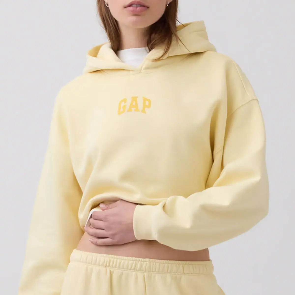 Women's Gap Arch Logo Cropped Pullover Hoodie - Soft Fleece Womenswear