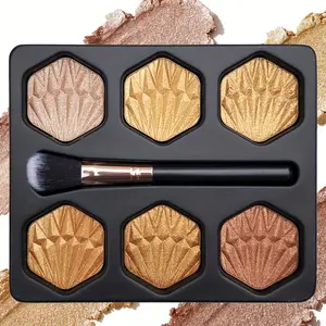 MAGIGIRL 6-Color Highlighter & Contour Palette | Waterproof Long-Lasting Glow, Buildable Face Makeup Powder, Perfect for Sculpting & Highlighting