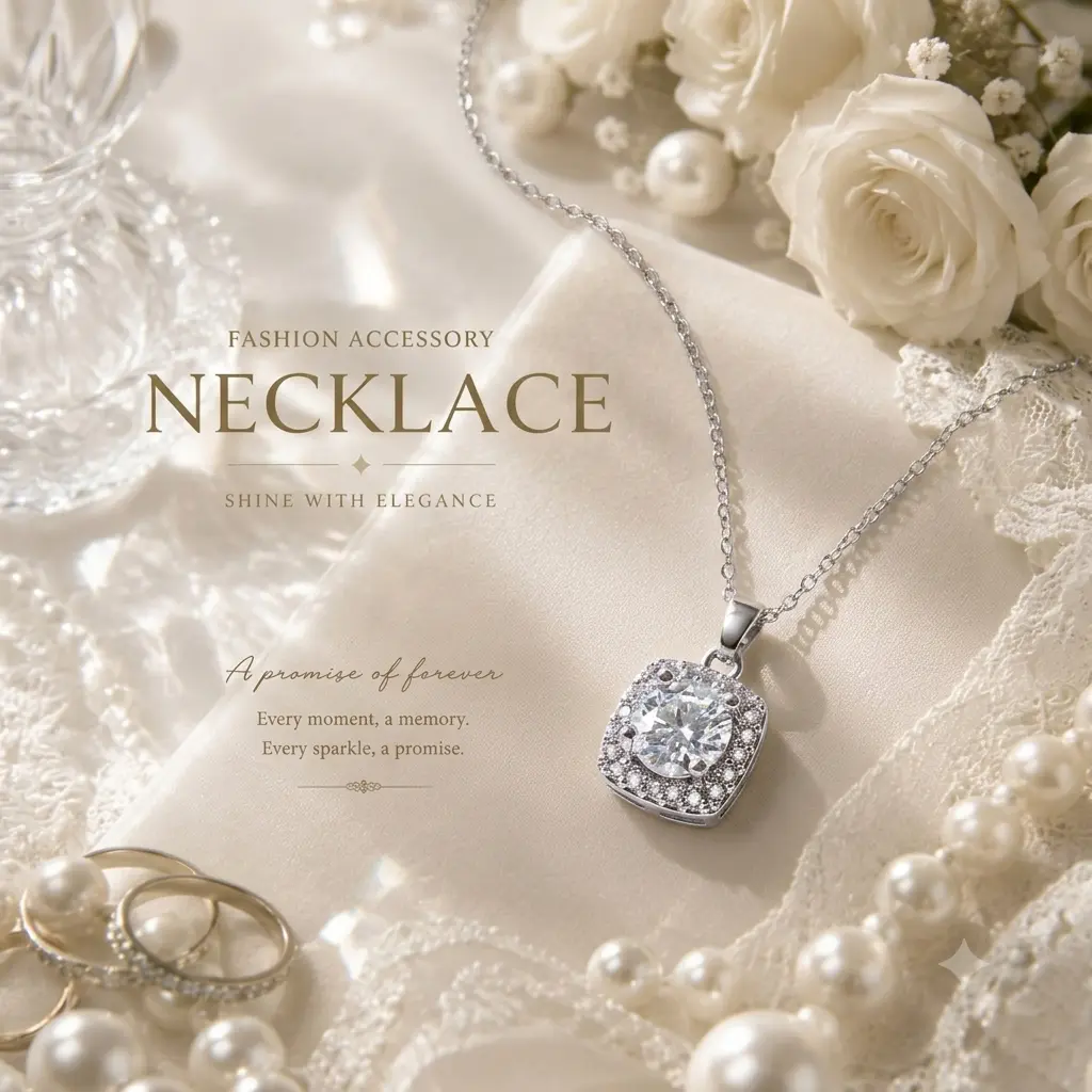 [XL1009] A one-carat square sugar-shaped pendant necklace fully set with round gemstones, also available as a gemstone round-cut four-prong fixed necklace for daily wear. A fashionable accessory that is versatile and suitable for all outfits.