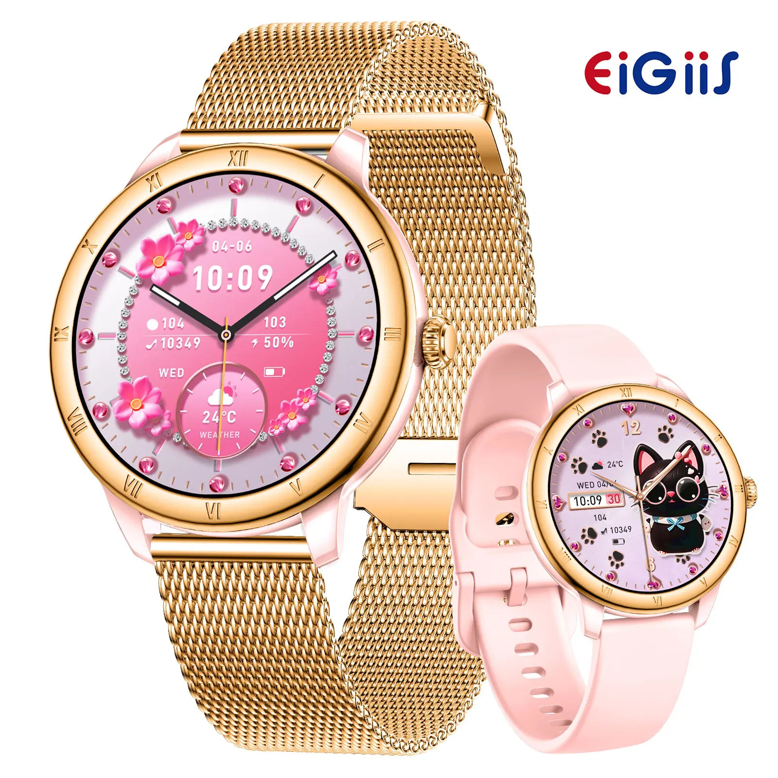 Fashionable Smart Watches for Women(Call Make/ Answer), 1.27’’ HD Smartwatch Compatible with iPhone Android Phones Multifunctional Smart Watch with 100+ Sports Modes Music Play Camera Control Weather Check Gifts for Women