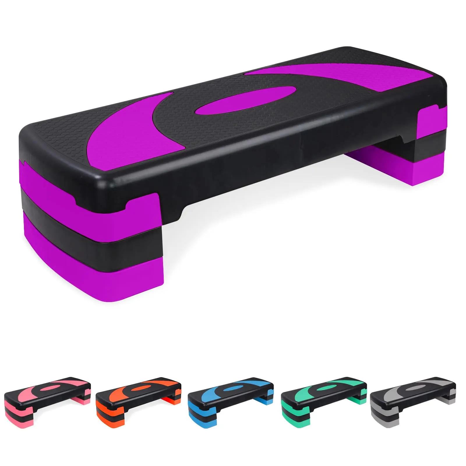 Adjustable Aerobic Step Platform Trainer, Step Trainer for Home Gym, Cardio Workout Equipment, Strength Training Exercise Step, Portable Home Fitness Aerobic Stepper with 3-Level Height Risers