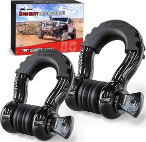 Nilight 2 Pack 3/4" D-Ring Shackle 4.75 Ton (9500 Lbs) Capacity with 7/8" Pin Heavy Duty Off Road Recovery Shackle with Isolators & Washer Kit for Jeep Truck Vehicle , Black Tree Savers Tow Strap Tow Hook Trailers Snatch Blocks Car Accessories