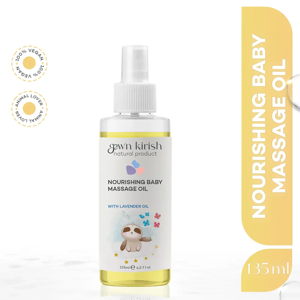 Gew'n Kirish Baby Massage Oil - Nourishing Blend with Calendula & Almond 135ml - Vegan & Natural Product 100% Natural for Gentle Baby Care