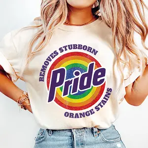 Pride Removes Stubborn Orange Stains Shirt, Funny Anti Trump LGBTQ Tee, Fuck Trump, Progressive Political Feminist T-Shirt, Pride Shirt, FDT